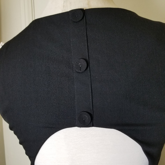 YA LOS ANGELES black tan stripe sleeveless open back fit and flare dress L - Picture 8 of 9